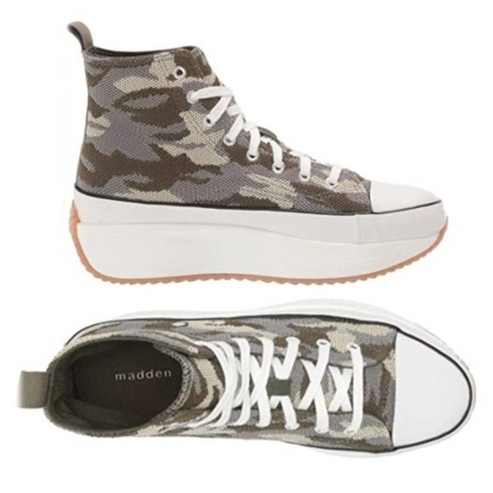 Madden Girl Women's Platform High-Top Shoes Camouflage Sneaker‎